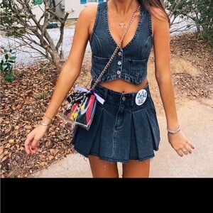 Black Denim Vest Top (matching skirt listed)